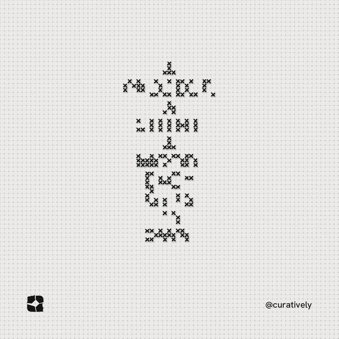 Instagram post for Curatively: "A project, a client, a mood: each gets its own." Stitch style, technique:raster type fx layout, light palette in white.