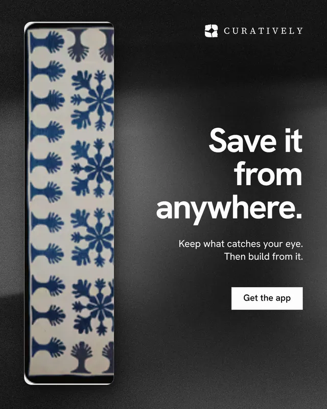 Instagram portrait post for Curatively: "Save it from anywhere." Swiss style, right layout, dark palette in black, grey.