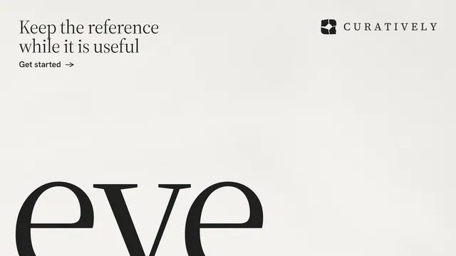 Landscape graphic for Curatively: "Keep the reference while it is useful". Editorial style, ogword layout, light palette in white, grey.