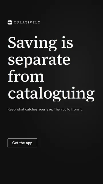 Video for Curatively: "Saving is separate from cataloguing". Doc motion loop, 7.0 s, dark palette.
