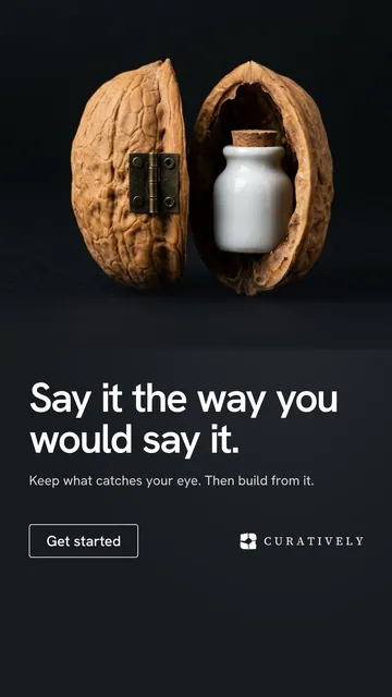 Video for Curatively: "Say it the way you would say it.". Doc motion loop, 8.0 s, dark palette.