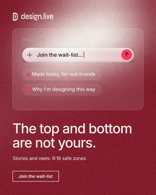 Instagram portrait post for design.live: "The top and bottom are not yours." Cyanotype style, bottom layout, dark palette in red.