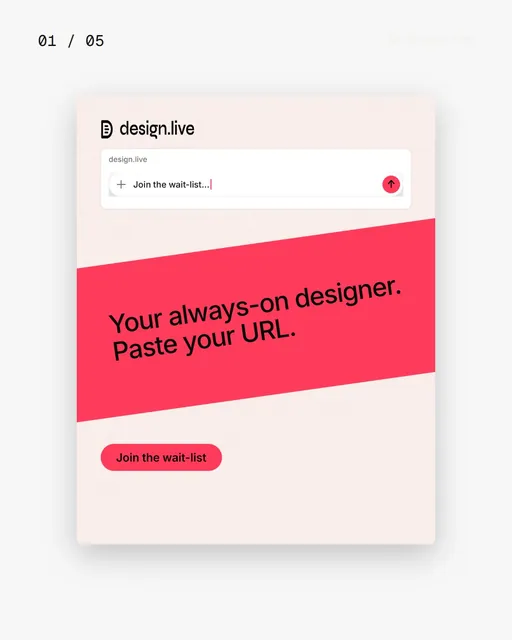 Video for design.live. Ad flipbook, 7.5 s, light palette.
