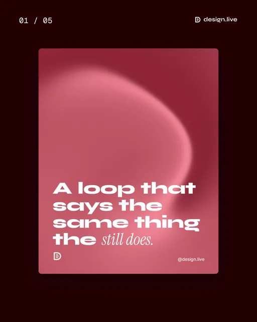 Video for design.live. Ad flipbook, 7.5 s, dark palette.