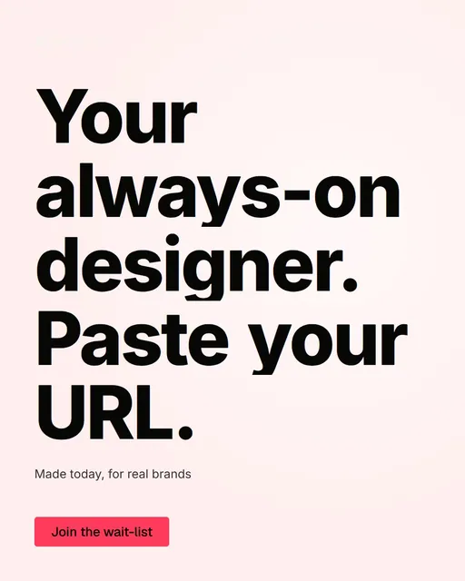 Video for design.live: "Your always-on designer. Paste your URL.". Doc motion loop, 8.0 s, light palette.