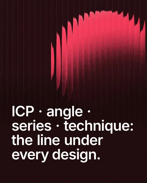 Video for design.live: "ICP · angle · series · technique: the line under every design.". Shader loop, 6.0 s, dark palette.