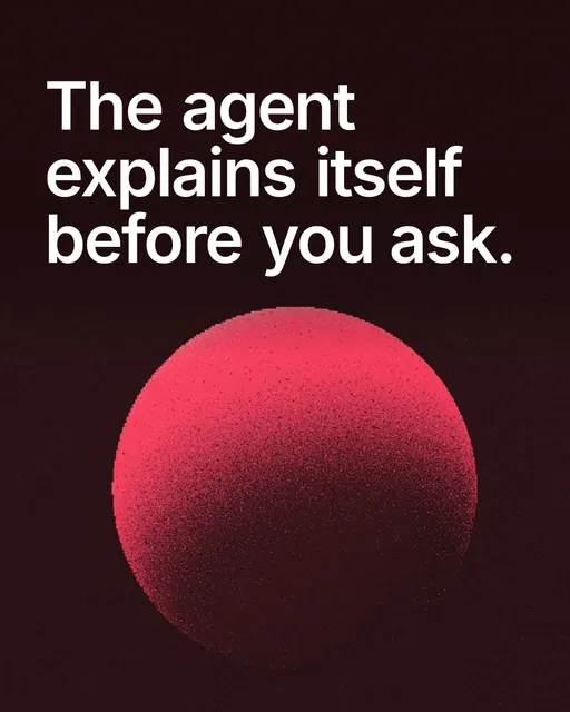 Video for design.live: "The agent explains itself before you ask.". Shader loop, 6.0 s, dark palette.