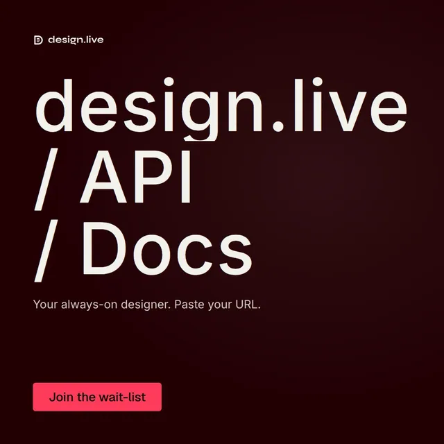 Video for design.live: "design.live / API / Docs". Doc motion loop, 7.0 s, dark palette.
