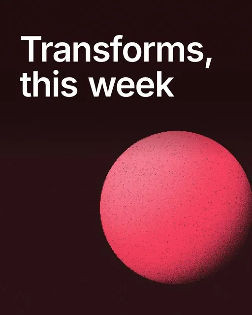 Video for design.live: "Transforms, this week". Shader loop, 6.0 s, dark palette.