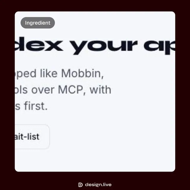 Video for design.live: "MCP server: design from inside your agent". Before after wipe, 6.0 s, light palette.