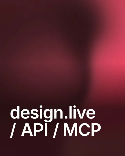 Video for design.live: "design.live / API / MCP". Shader loop, 6.0 s, dark palette.
