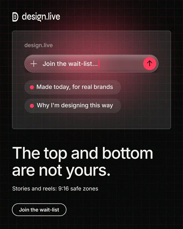 Instagram portrait post for design.live: "The top and bottom are not yours." Phosphor atlas style, bottom layout, dark palette in black, grey.