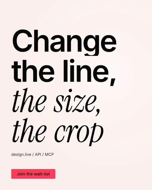 Video for design.live: "Change the line, the size, the crop". Doc motion loop, 8.0 s, light palette.