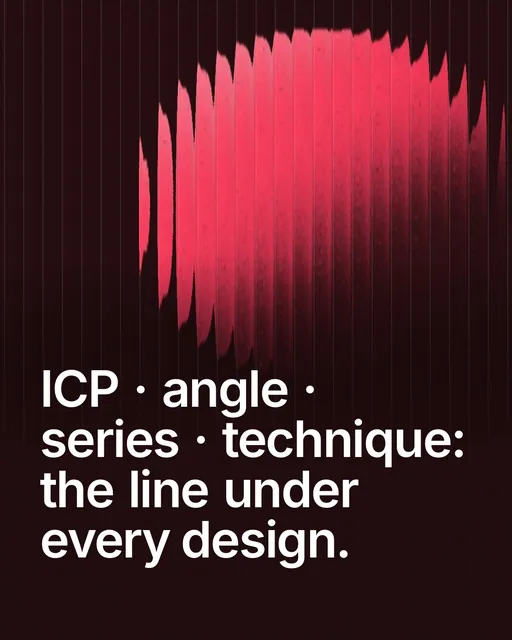 Video for design.live: "ICP · angle · series · technique: the line under every design.". Shader loop, 6.0 s, dark palette.