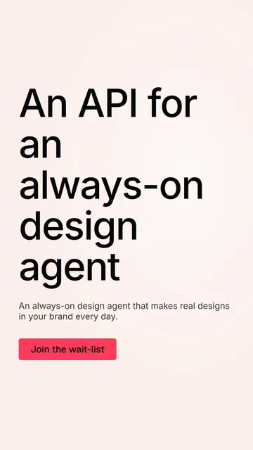 Video for design.live: "An API for an always-on design agent". Doc motion loop, 6.0 s, light palette.
