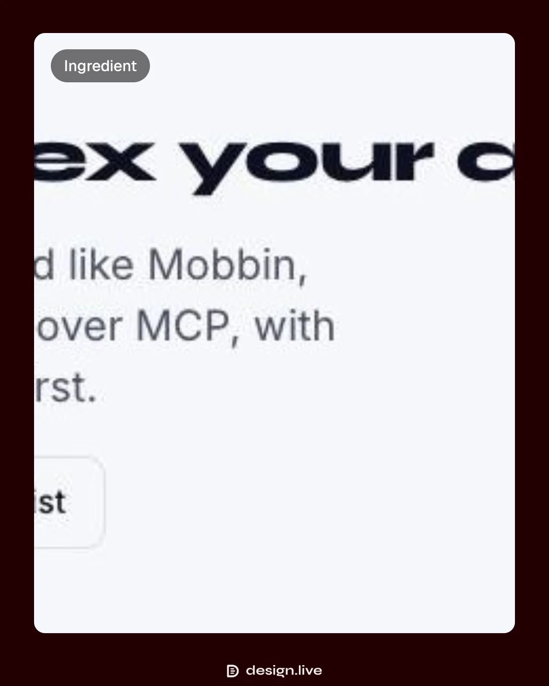 Video for design.live: "Change the headline to one of your lines, the size, the crop". Before after wipe, 6.0 s, light palette.