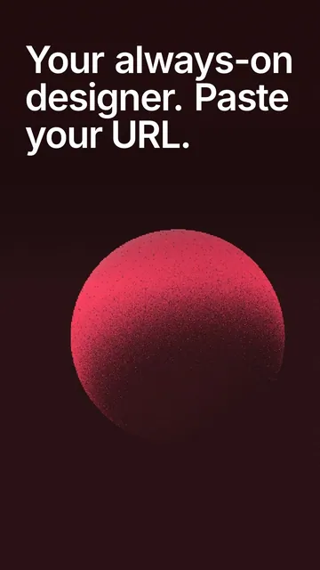 Video for design.live: "Your always-on designer. Paste your URL.". Shader loop, 6.0 s, dark palette.