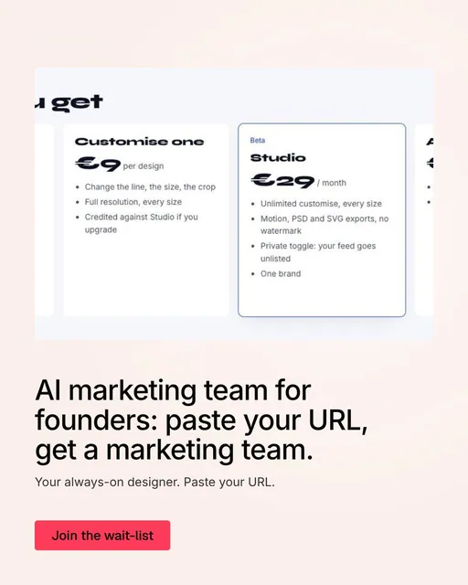 Video for design.live: "AI marketing team for founders: paste your URL, get a marketing team.". Doc motion loop, 6.0 s, light palette.