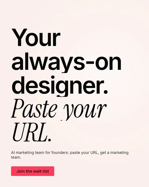 Video for design.live: "Your always-on designer. Paste your URL.". Doc motion loop, 7.0 s, light palette.