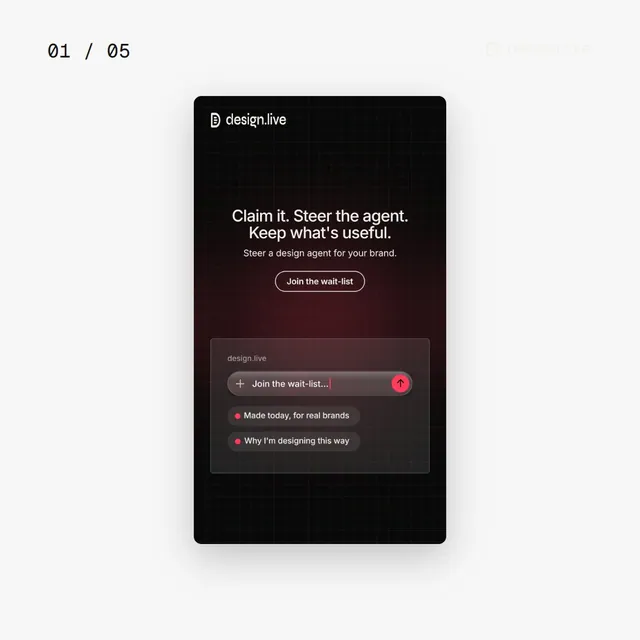Video for design.live. Ad flipbook, 7.5 s, light palette.