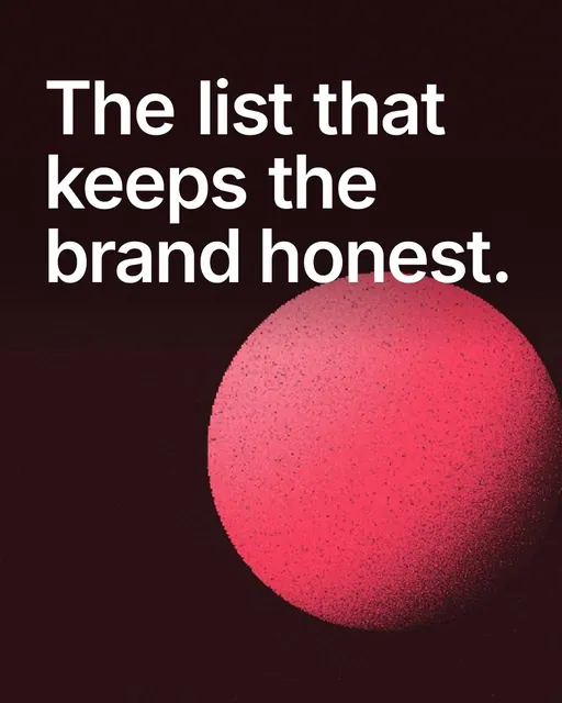 Video for design.live: "The list that keeps the brand honest.". Shader loop, 6.0 s, dark palette.