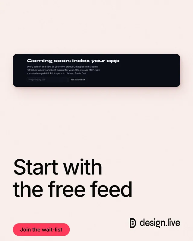 Instagram portrait post for design.live: "Start with the free feed". Data card style, bottom layout, light palette in white, grey.