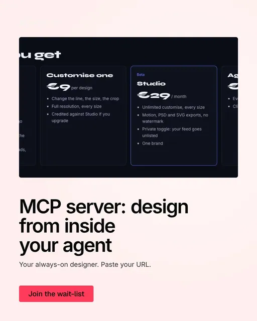 Video for design.live: "MCP server: design from inside your agent". Doc motion loop, 6.0 s, light palette.
