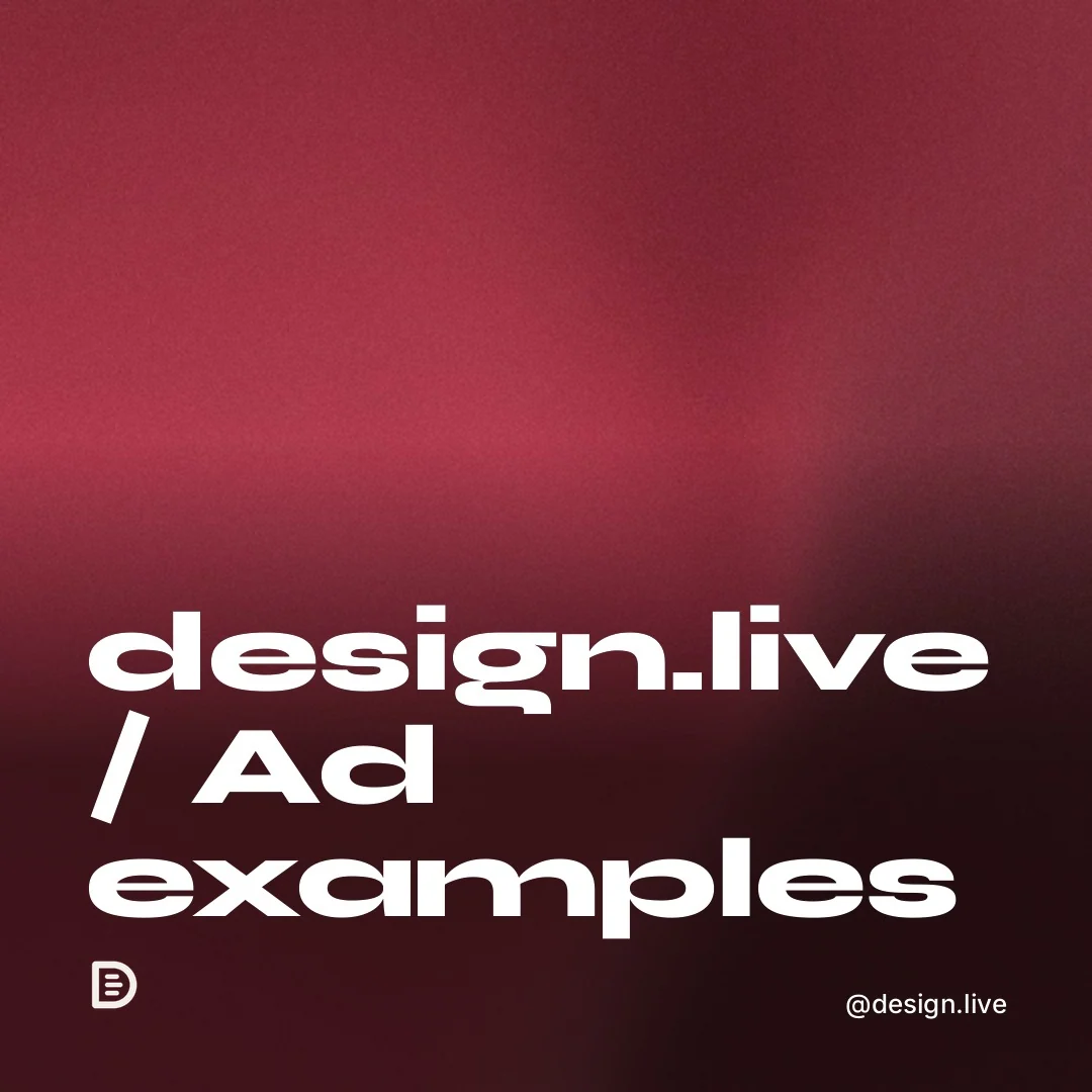 Video for design.live: "design.live / Ad examples". Shader loop, 6.0 s, dark palette.