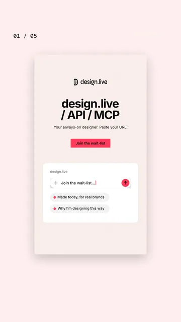 Video for design.live. Ad flipbook, 7.5 s, light palette.