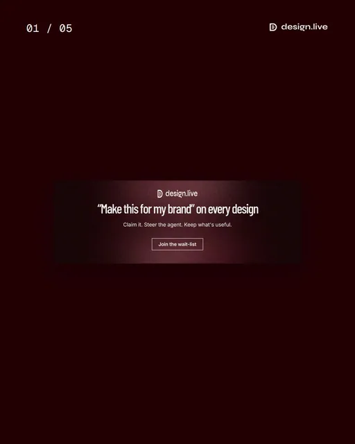 Video for design.live. Ad flipbook, 7.5 s, dark palette.