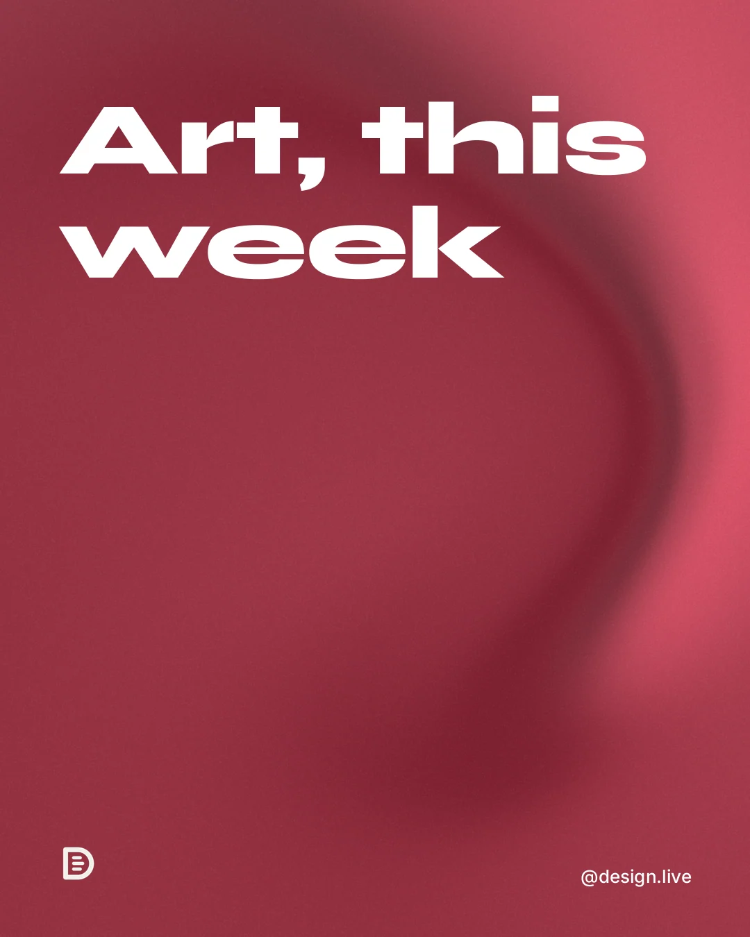 Instagram portrait post for design.live: "Art, this week". Auto 4x5 style, technique:shader field layout, dark palette in red.