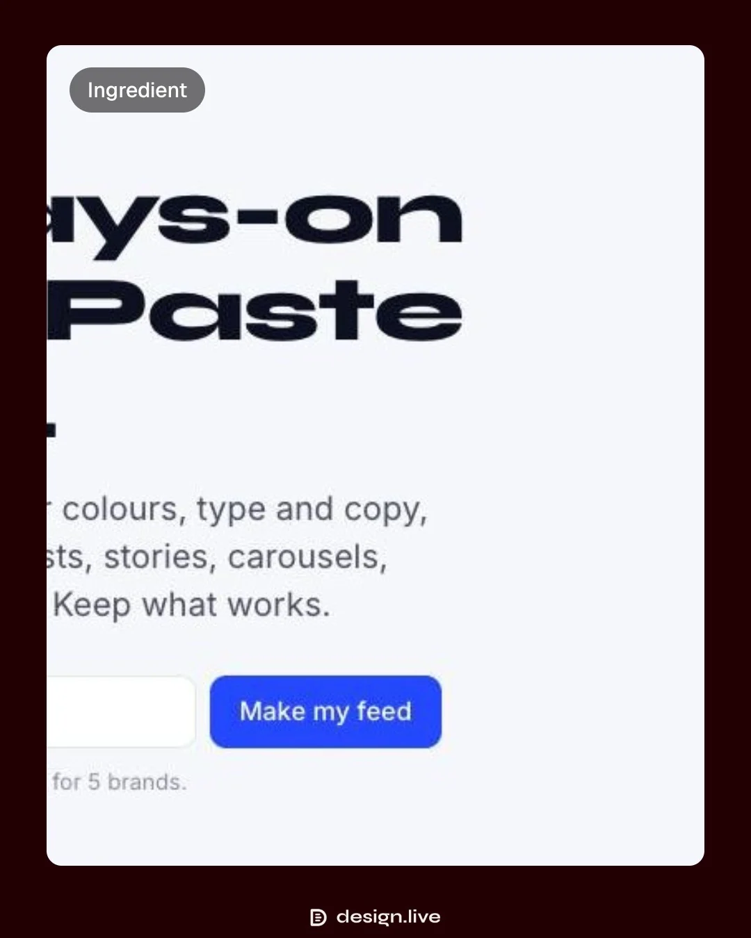 Video for design.live: "Free public feed while in beta". Before after wipe, 6.0 s, light palette.