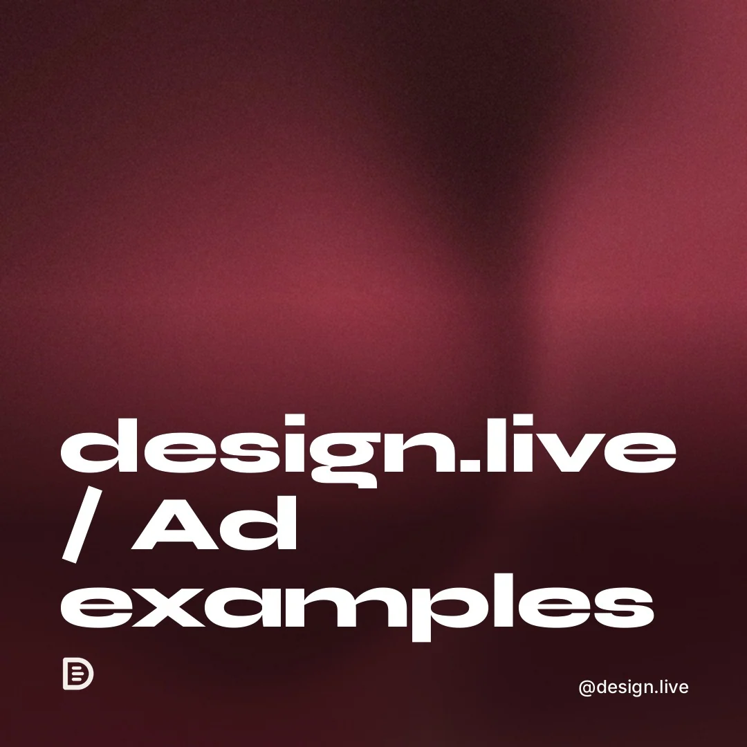 Video for design.live: "design.live / Ad examples". Shader loop, 6.0 s, dark palette.