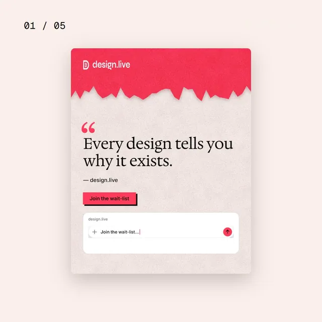 Video for design.live. Ad flipbook, 7.5 s, light palette.