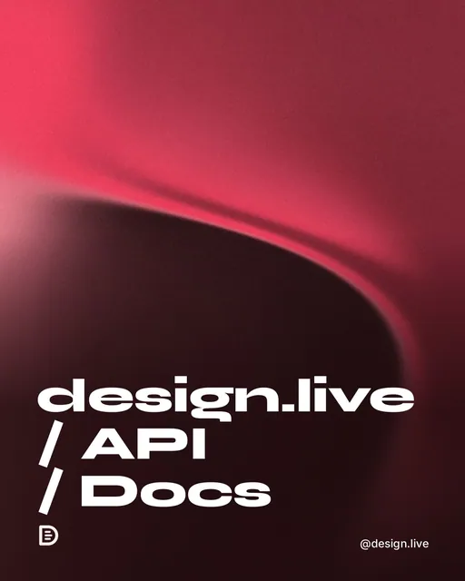 Video for design.live: "design.live / API / Docs". Shader loop, 6.0 s, dark palette.