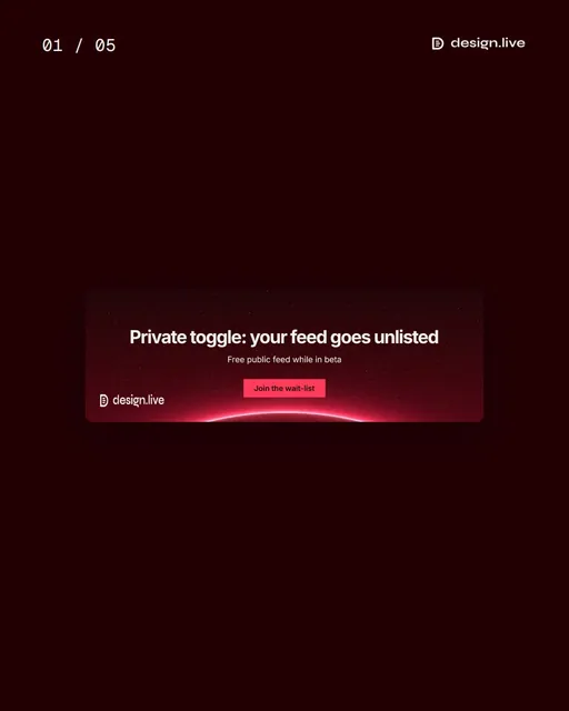 Video for design.live. Ad flipbook, 7.5 s, dark palette.