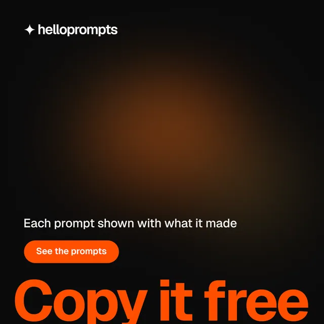 Instagram post for HelloPrompts: "Say it like an art director.". Y2K style, oversized layout, dark palette in black, orange.