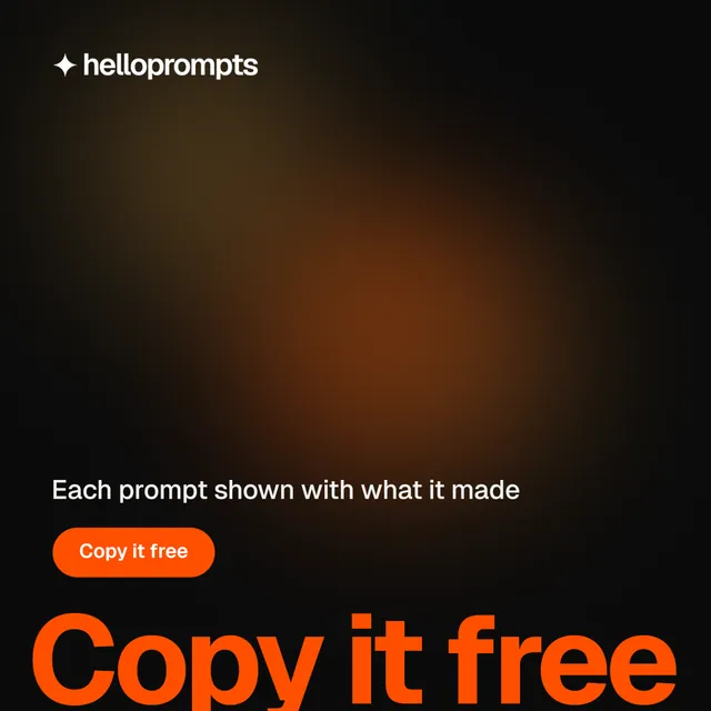 Instagram post for HelloPrompts: "Prompts that show their work." Y2K style, oversized layout, dark palette in black, orange.