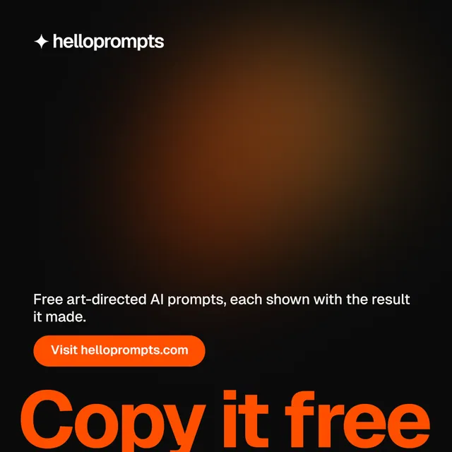 Instagram post for HelloPrompts: "See the prompt. Steal the taste." Y2K style, oversized layout, dark palette in black, orange.