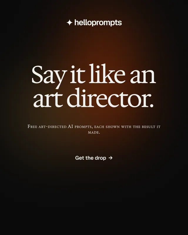 Instagram portrait post for HelloPrompts: "Say it like an art director." Y2K style, smallcaps layout, dark palette in black, orange.