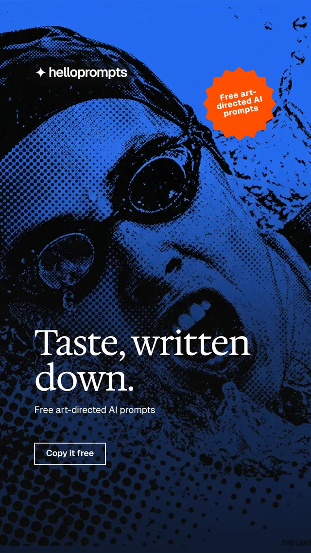 Instagram story for HelloPrompts: "Taste, written down." Editorial style, sticker layout, dark palette in blue, black.