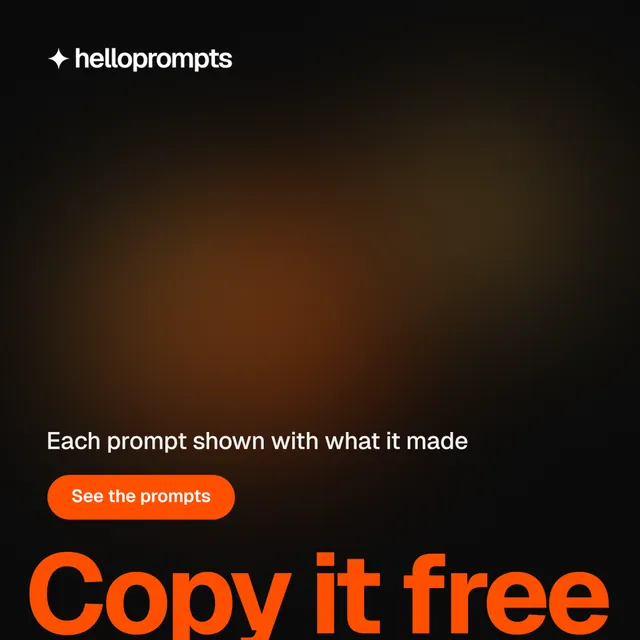 Instagram post for HelloPrompts: "Copy it free." Y2K style, oversized layout, dark palette in black, orange.