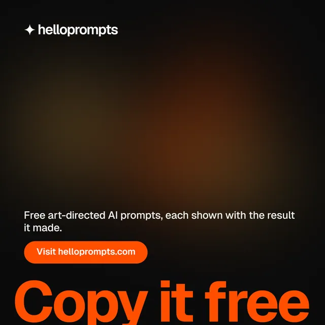 Instagram post for HelloPrompts: "See the prompt. Steal the taste." Y2K style, oversized layout, dark palette in black, orange.