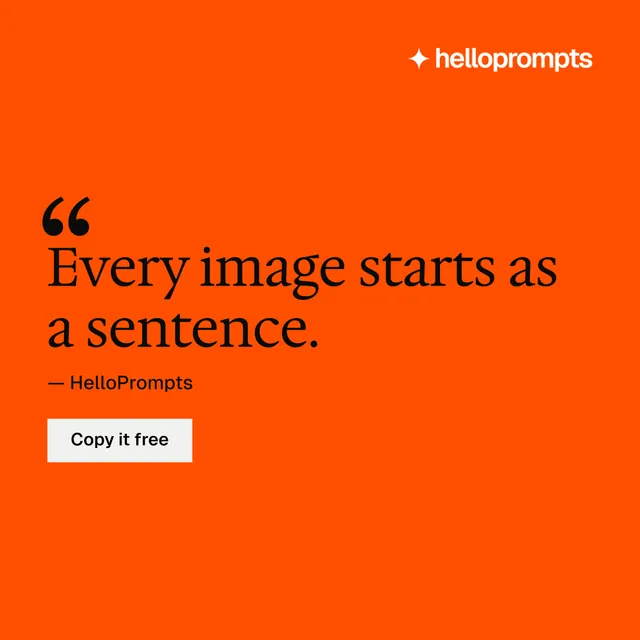 Instagram post for HelloPrompts: "The art of speaking to machines." Split block style, quote layout, light palette in orange.