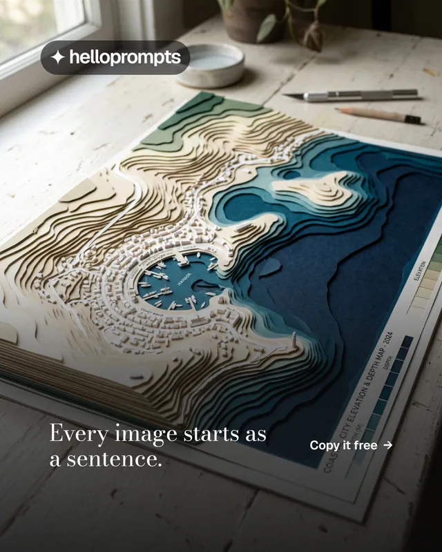 Instagram portrait post for HelloPrompts: "Every image starts as a sentence." Minimal luxury style, image led layout, dark palette in grey, black.