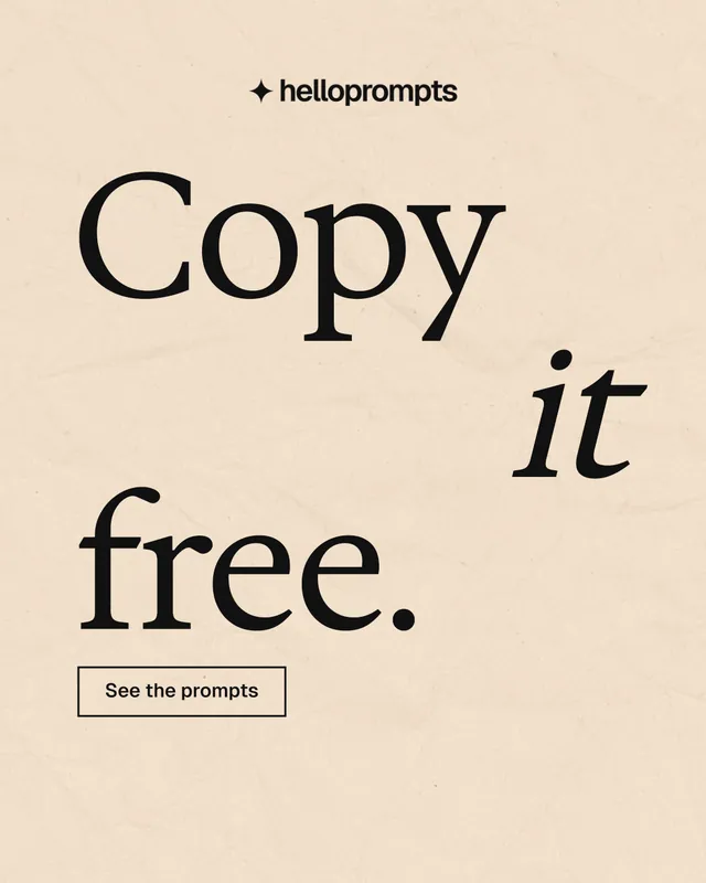 Instagram portrait post for HelloPrompts: "Copy it free." Editorial style, stacked layout, light palette in orange, grey.