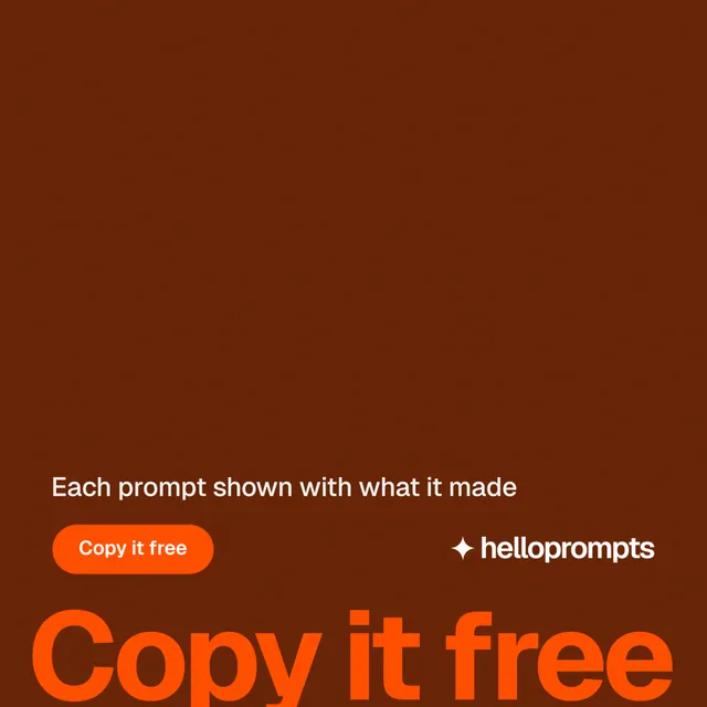 Instagram post for HelloPrompts: "Say it like an art director." Y2K style, oversized layout, dark palette in orange.