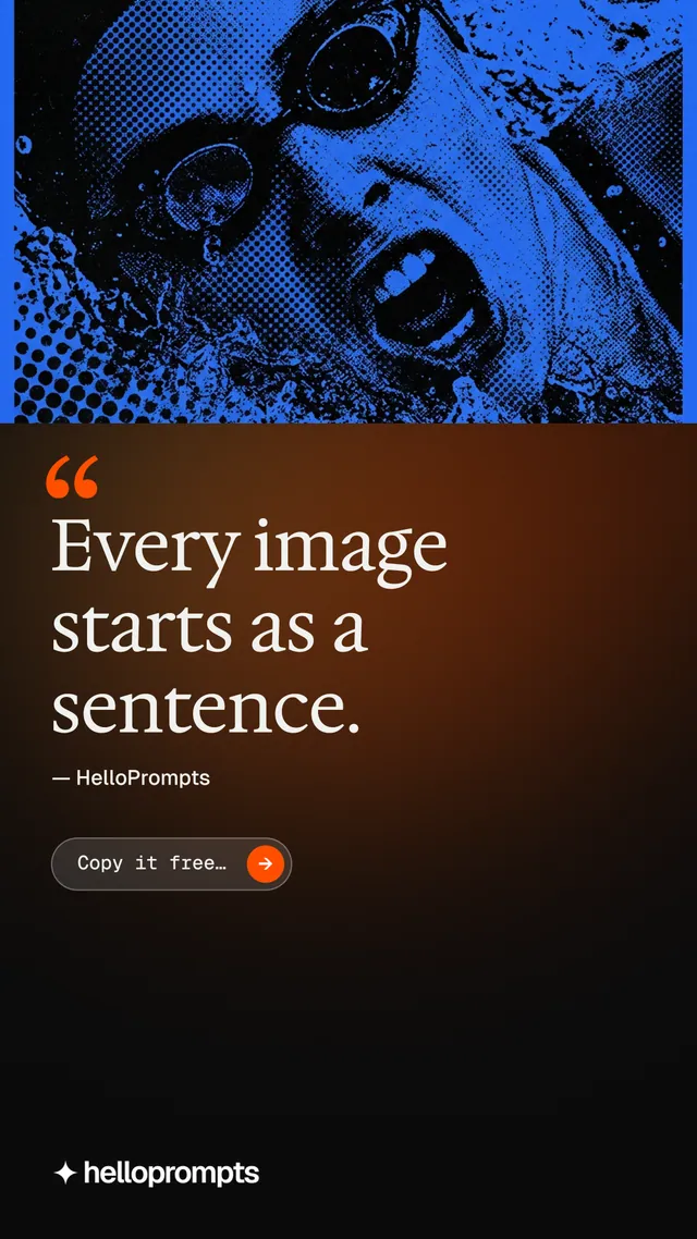 Instagram story for HelloPrompts: "The art of speaking to machines." Agentic glass style, quote layout, dark palette in black, red, blue.