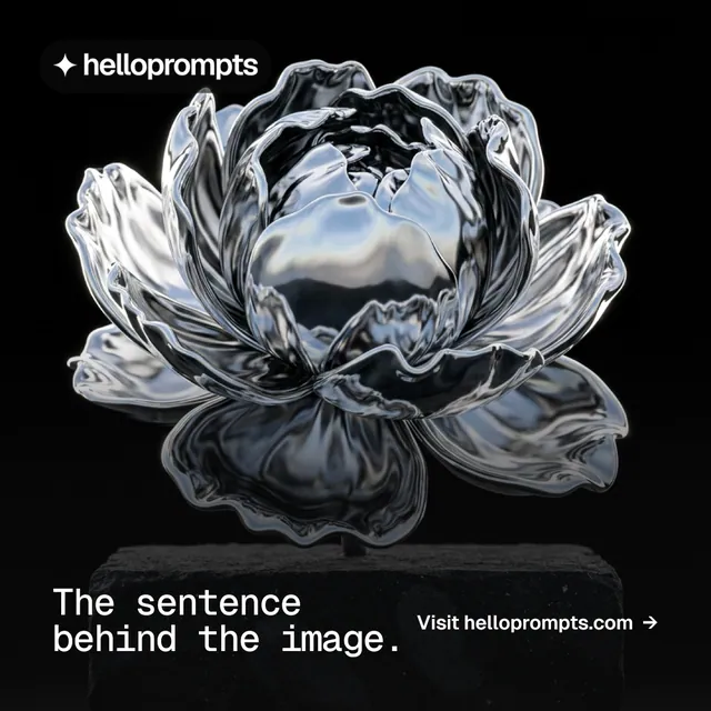 Instagram post for HelloPrompts: "The sentence behind the image." Split block style, image led layout, dark palette in black, grey.