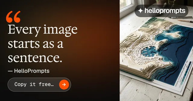 Social ad for HelloPrompts: "Say it like an art director." Agentic glass style, quote layout, dark palette in grey, black, orange.